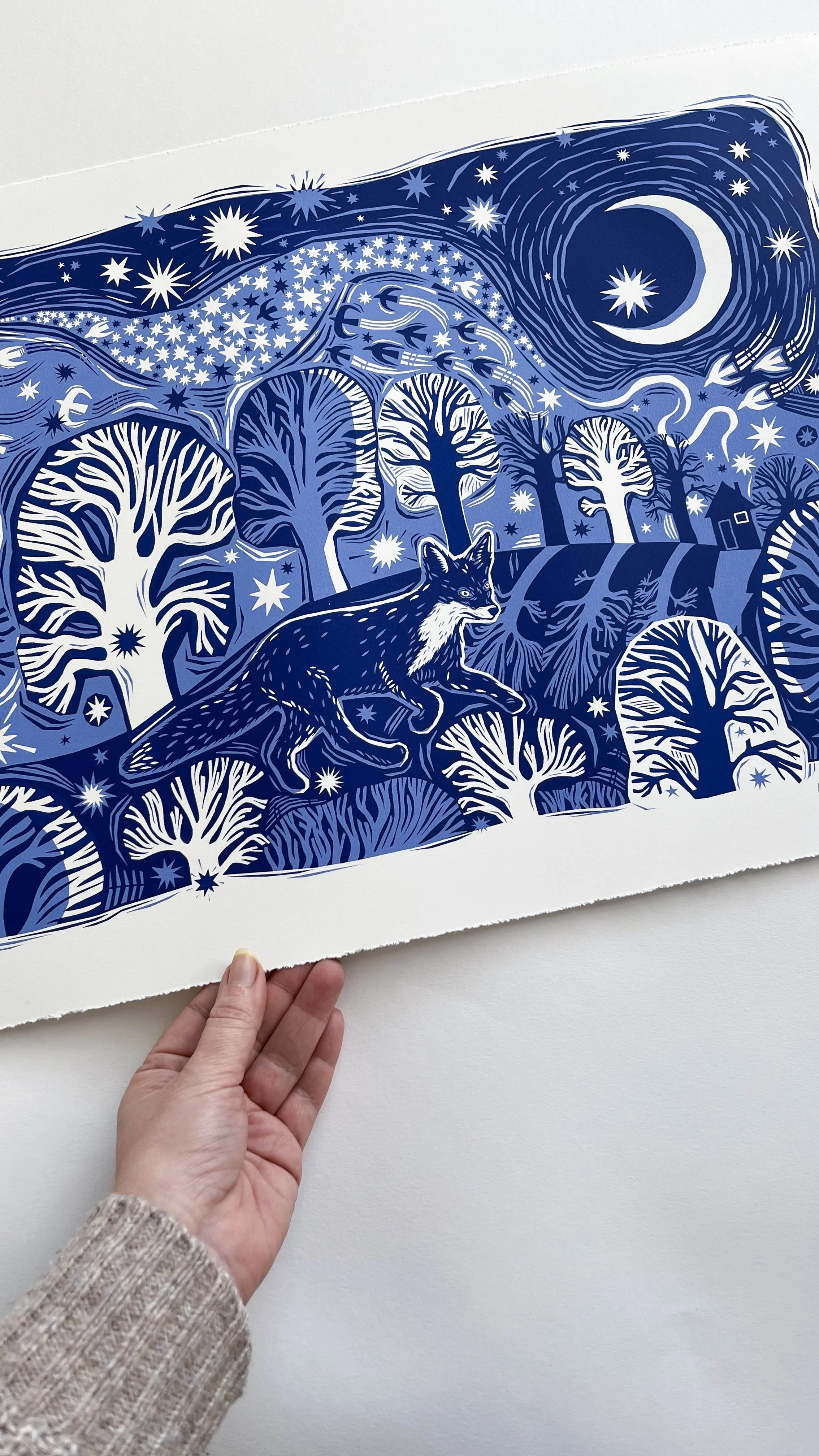 Midnight Fox (Large) - Limited Edition Screenprint — Folded Forest